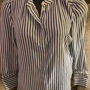 Loft Brand Black & White Striped Blouse - Size Large